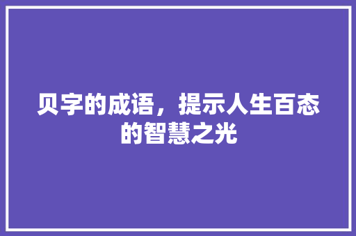 贝字的成语，提示人生百态的智慧之光