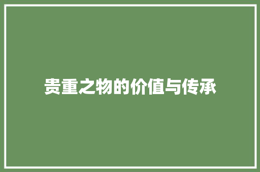 贵重之物的价值与传承