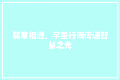 载意相通，字里行间传递智慧之光
