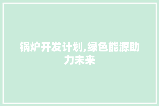 锅炉开发计划,绿色能源助力未来