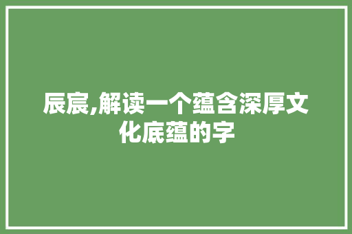 辰宸,解读一个蕴含深厚文化底蕴的字