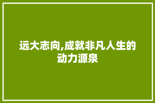 远大志向,成就非凡人生的动力源泉
