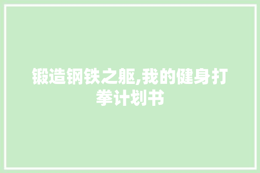 锻造钢铁之躯,我的健身打拳计划书
