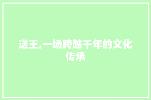 送王,一场跨越千年的文化传承
