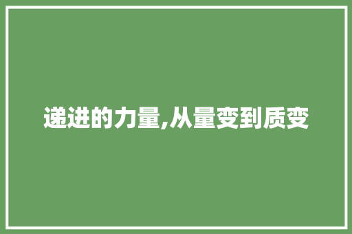 递进的力量,从量变到质变