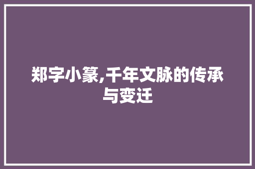 郑字小篆,千年文脉的传承与变迁
