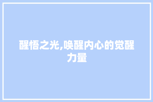 醒悟之光,唤醒内心的觉醒力量