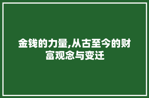 金钱的力量,从古至今的财富观念与变迁