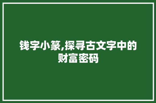 钱字小篆,探寻古文字中的财富密码