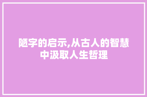 陋字的启示,从古人的智慧中汲取人生哲理