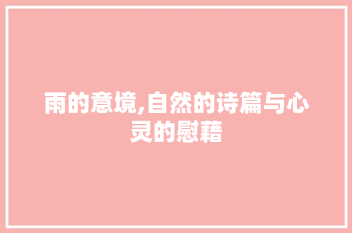 雨的意境,自然的诗篇与心灵的慰藉