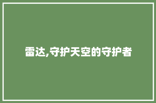 雷达,守护天空的守护者