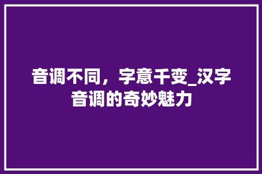 音调不同，字意千变_汉字音调的奇妙魅力