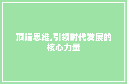 顶端思维,引领时代发展的核心力量