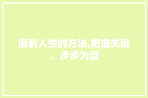 顺利人生的方法,把握关键，步步为营