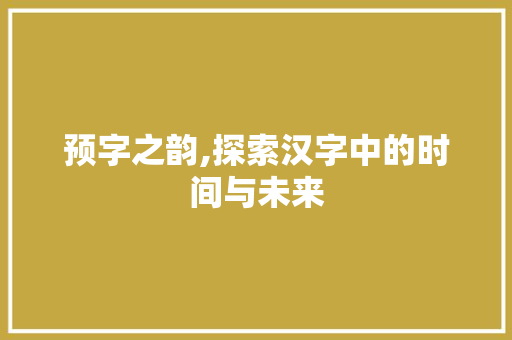 预字之韵,探索汉字中的时间与未来