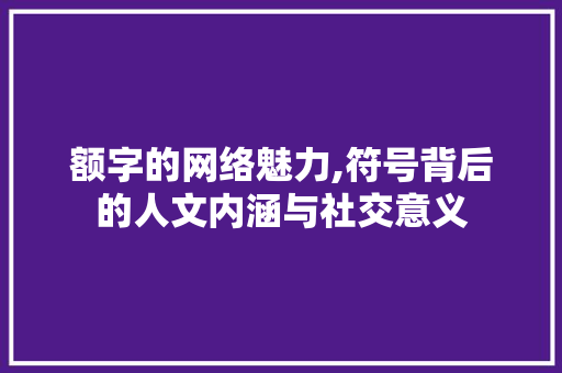 额字的网络魅力,符号背后的人文内涵与社交意义