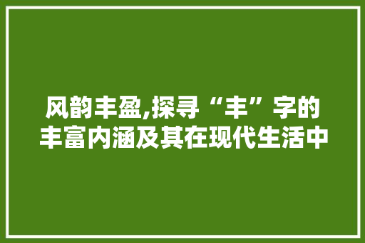 风韵丰盈,探寻“丰”字的丰富内涵及其在现代生活中的体现
