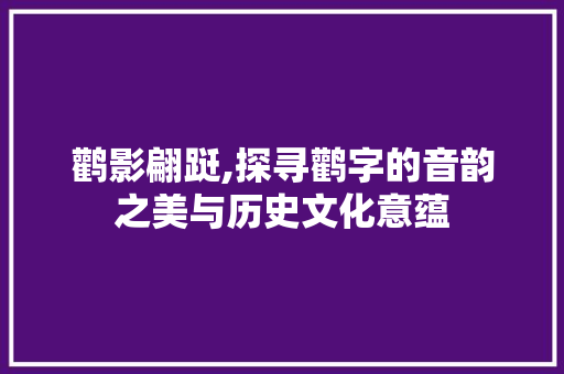 鹳影翩跹,探寻鹳字的音韵之美与历史文化意蕴