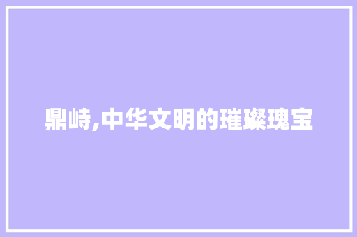 鼎峙,中华文明的璀璨瑰宝