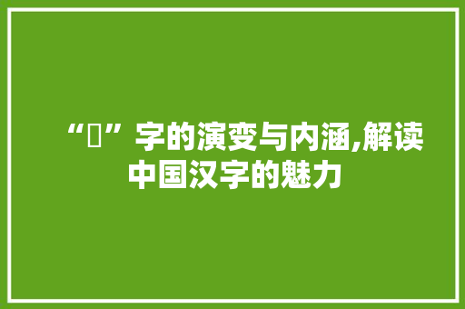 “冇”字的演变与内涵,解读中国汉字的魅力