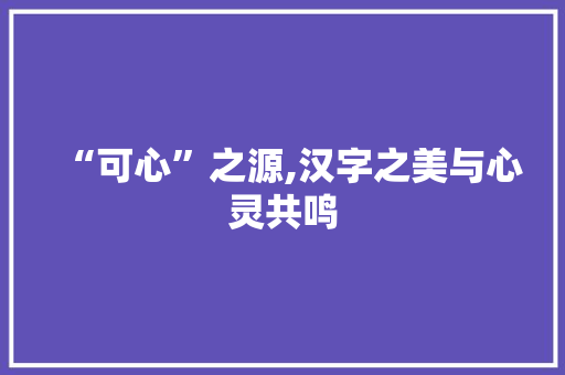 “可心”之源,汉字之美与心灵共鸣