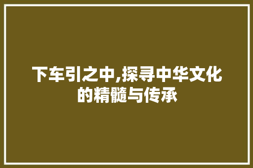 下车引之中,探寻中华文化的精髓与传承