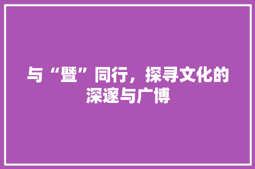 与“暨”同行，探寻文化的深邃与广博