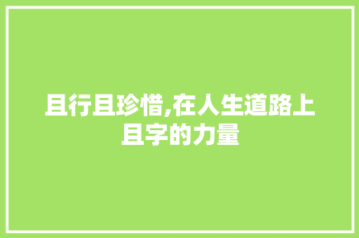 且行且珍惜,在人生道路上且字的力量