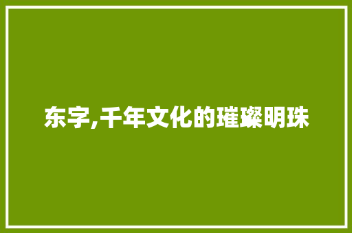 东字,千年文化的璀璨明珠