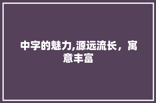 中字的魅力,源远流长，寓意丰富