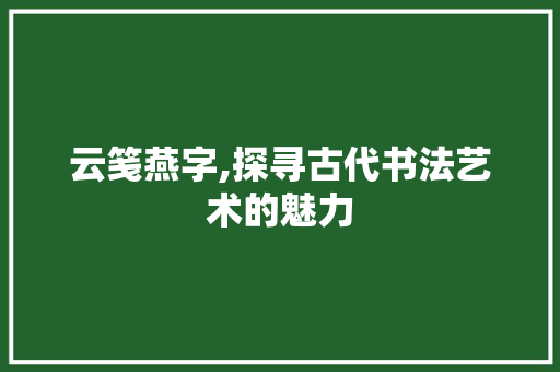 云笺燕字,探寻古代书法艺术的魅力