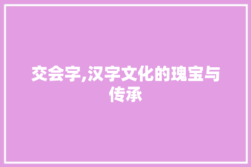 交会字,汉字文化的瑰宝与传承