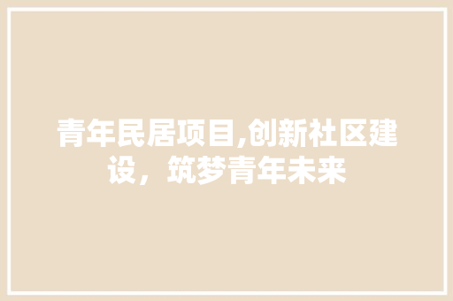 青年民居项目,创新社区建设，筑梦青年未来