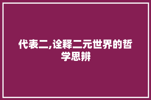 代表二,诠释二元世界的哲学思辨