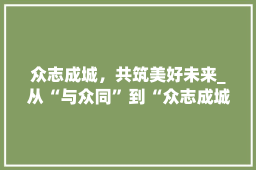 众志成城，共筑美好未来_从“与众同”到“众志成城”的文化传承 工作计划