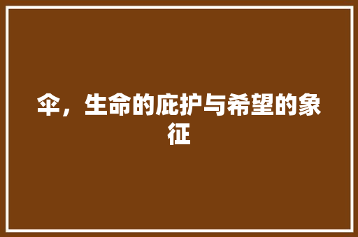 伞，生命的庇护与希望的象征