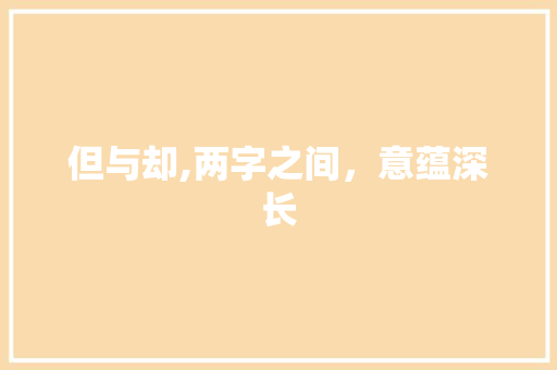 但与却,两字之间，意蕴深长