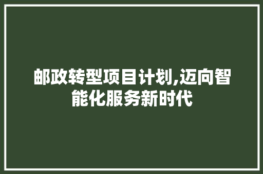 邮政转型项目计划,迈向智能化服务新时代