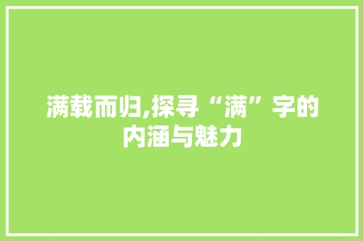 满载而归,探寻“满”字的内涵与魅力