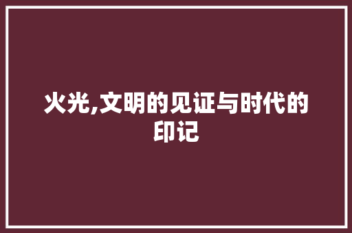 火光,文明的见证与时代的印记