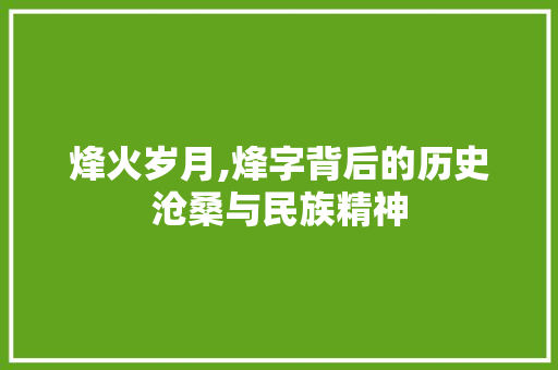 烽火岁月,烽字背后的历史沧桑与民族精神