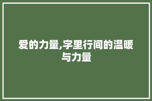 爱的力量,字里行间的温暖与力量