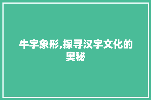 牛字象形,探寻汉字文化的奥秘