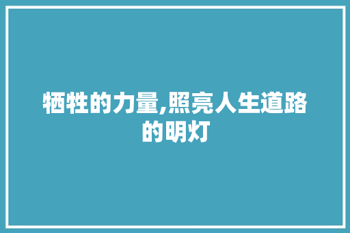 牺牲的力量,照亮人生道路的明灯