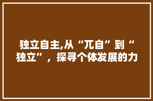 独立自主,从“兀自”到“独立”，探寻个体发展的力量源泉