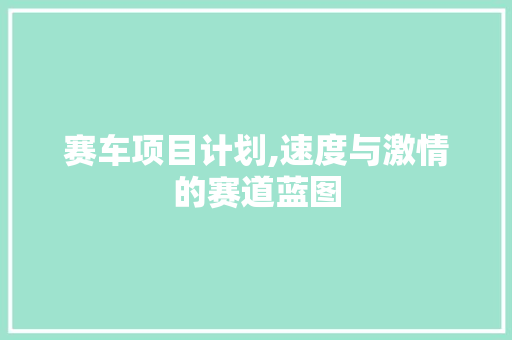 赛车项目计划,速度与激情的赛道蓝图