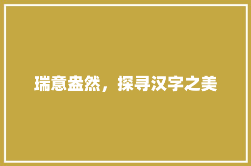 瑞意盎然，探寻汉字之美