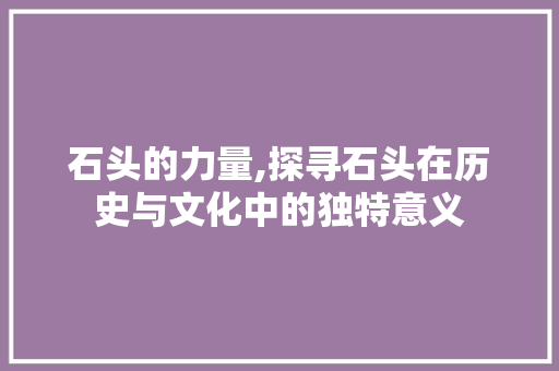 石头的力量,探寻石头在历史与文化中的独特意义