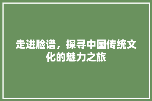 走进脸谱，探寻中国传统文化的魅力之旅